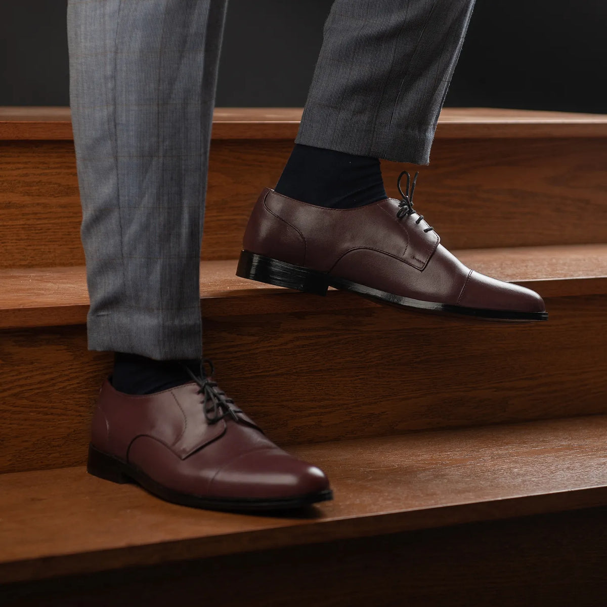 Attorney Derby Maroon Leather Shoes - men's shoes in maroon genuine leather, view 9
