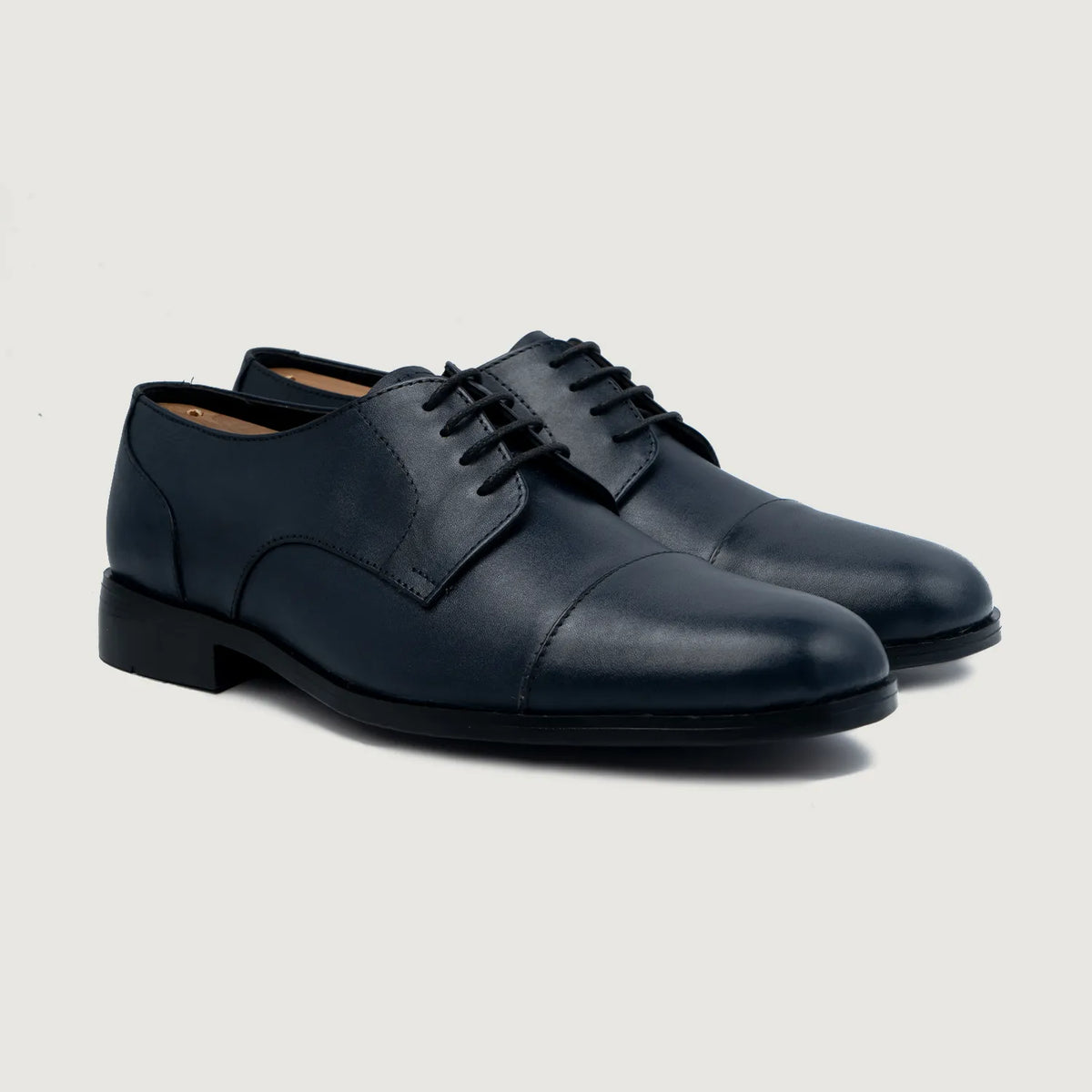 Attorney Derby Midnight Blue Leather Shoes - men's shoes in midnight blue genuine leather, view 1