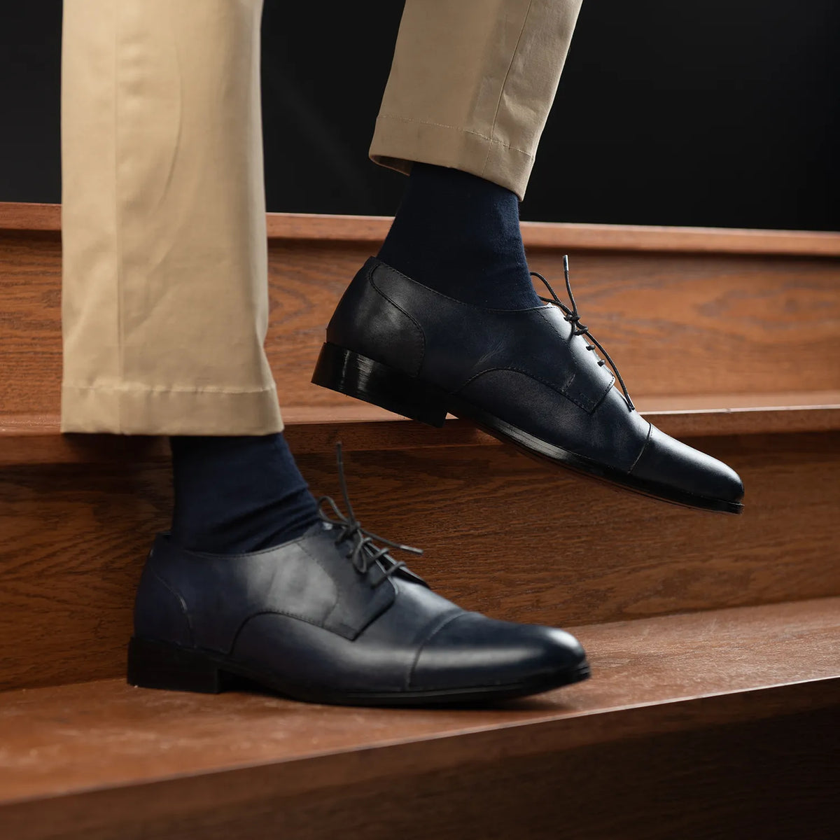 Attorney Derby Midnight Blue Leather Shoes - men's shoes in midnight blue genuine leather, view 9
