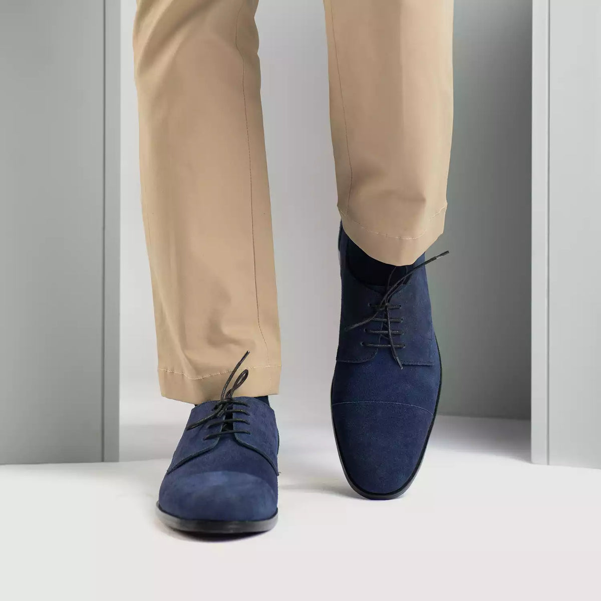 Attorney Derby Midnight Blue Suede Leather Shoes - men's shoes in midnight blue suede leather, view 6