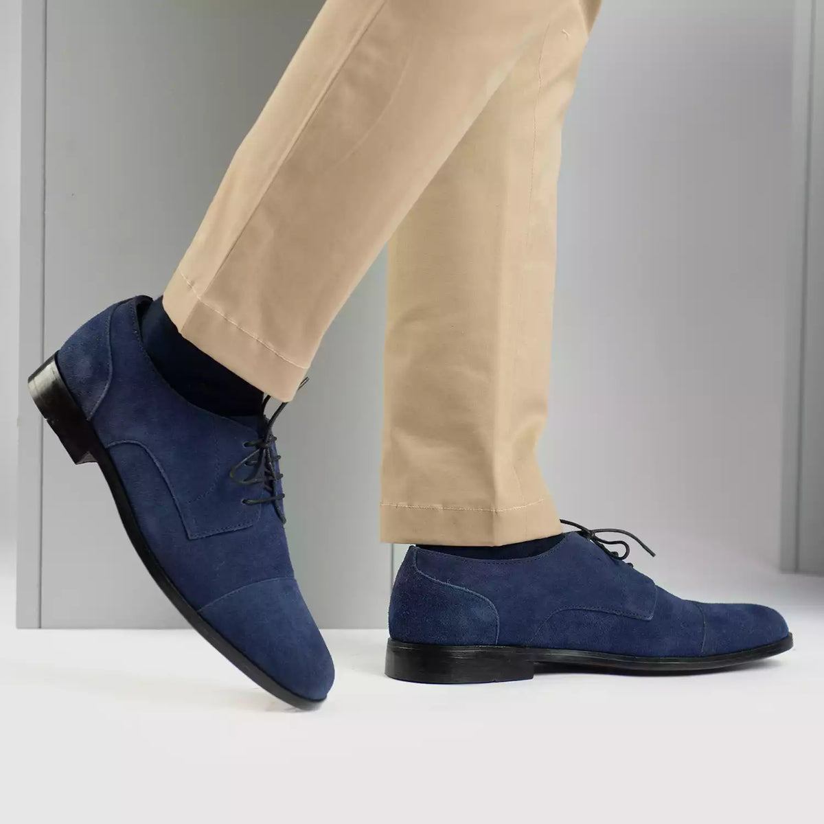 Attorney Derby Midnight Blue Suede Leather Shoes - men's shoes in midnight blue suede leather, view 7