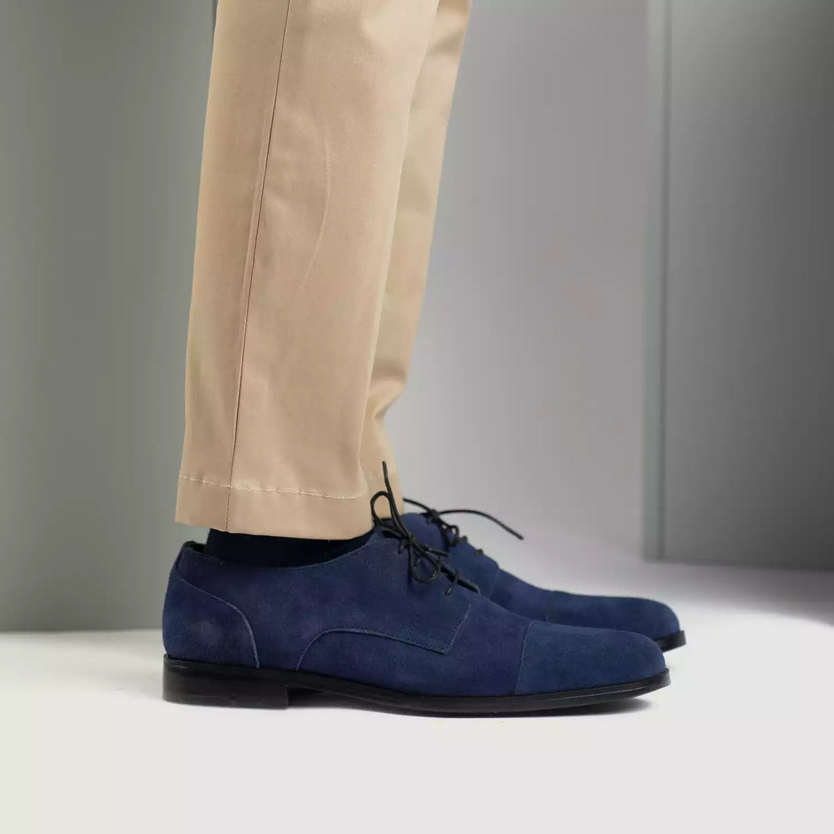 Attorney Derby Midnight Blue Suede Leather Shoes - men's shoes in midnight blue suede leather, view 8