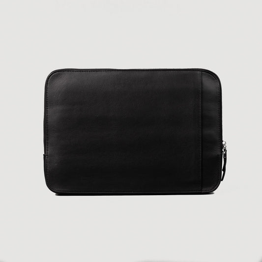 Brex Baxter Black Leather Laptop Sleeve - black leather laptop sleeve, view 1