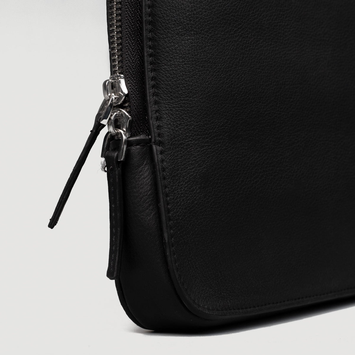 Brex Baxter Black Leather Laptop Sleeve - black leather laptop sleeve, view 6