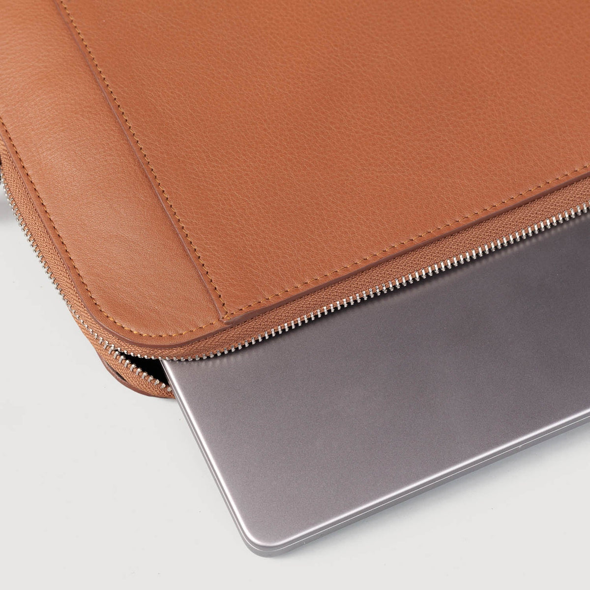 Brex Baxter Brown Leather Laptop Sleeve - brown leather laptop sleeve, view 4