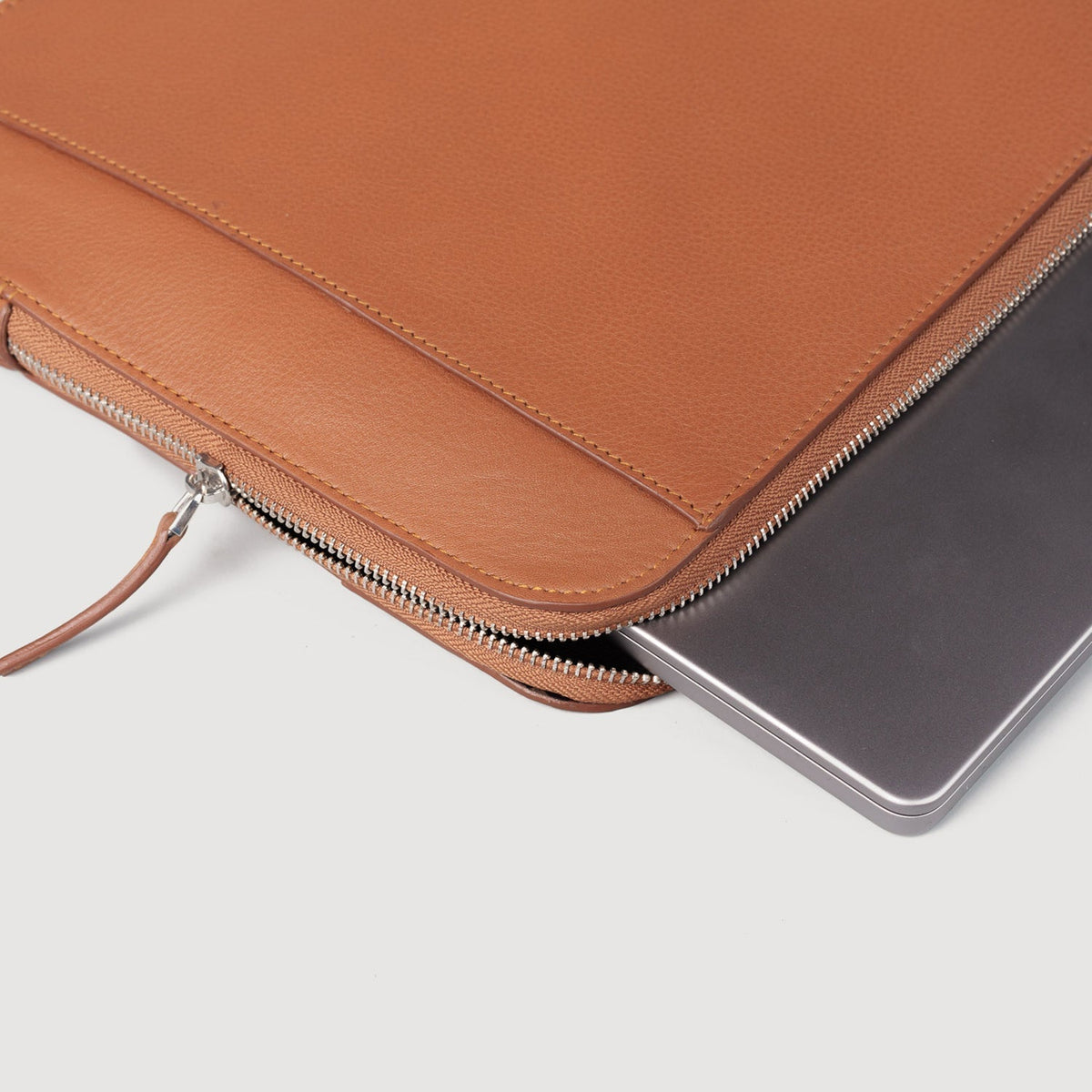 Brex Baxter Brown Leather Laptop Sleeve - brown leather laptop sleeve, view 7