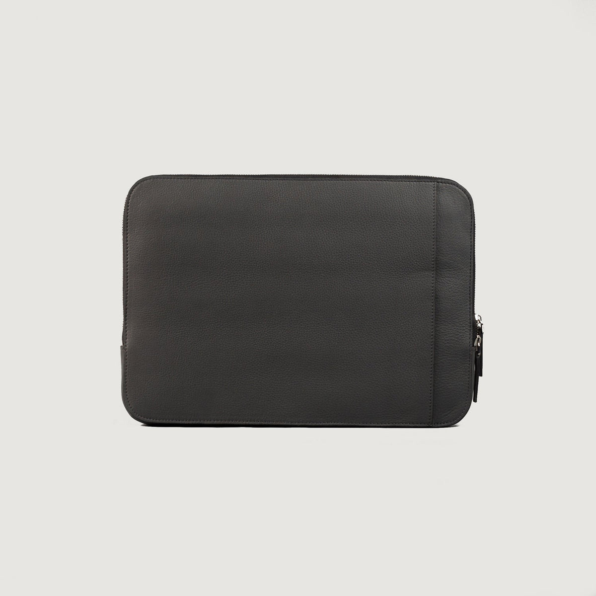 Brex Baxter Grey Leather Laptop Sleeve - grey leather laptop sleeve, view 1