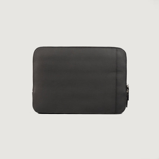 Brex Baxter Grey Leather Laptop Sleeve - grey leather laptop sleeve, view 1