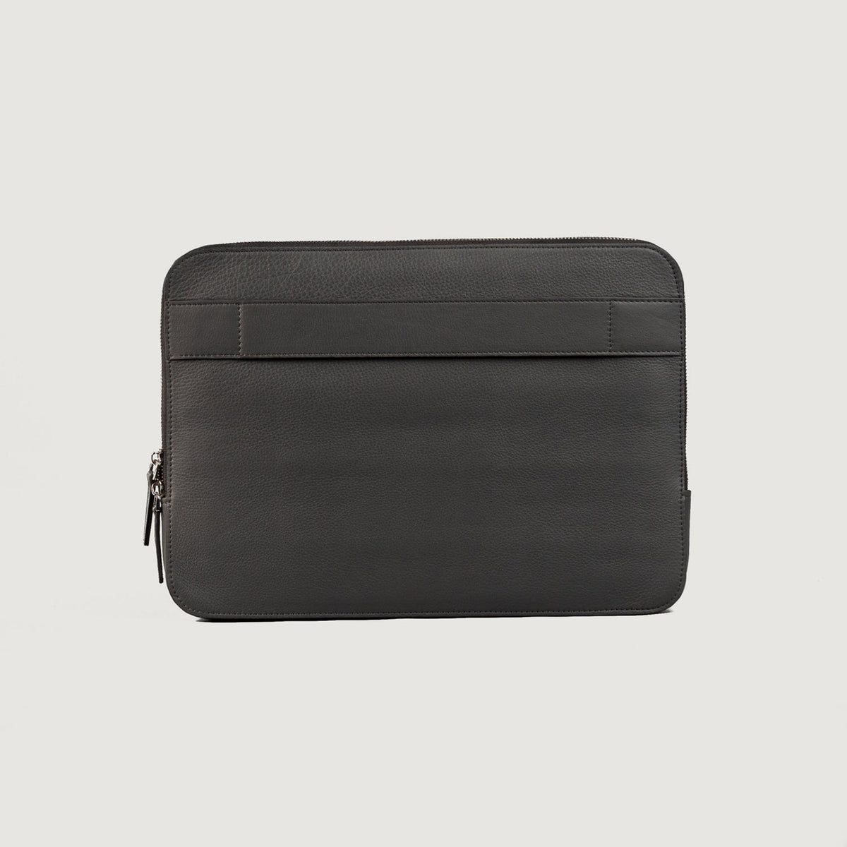 Brex Baxter Grey Leather Laptop Sleeve - grey leather laptop sleeve, view 3