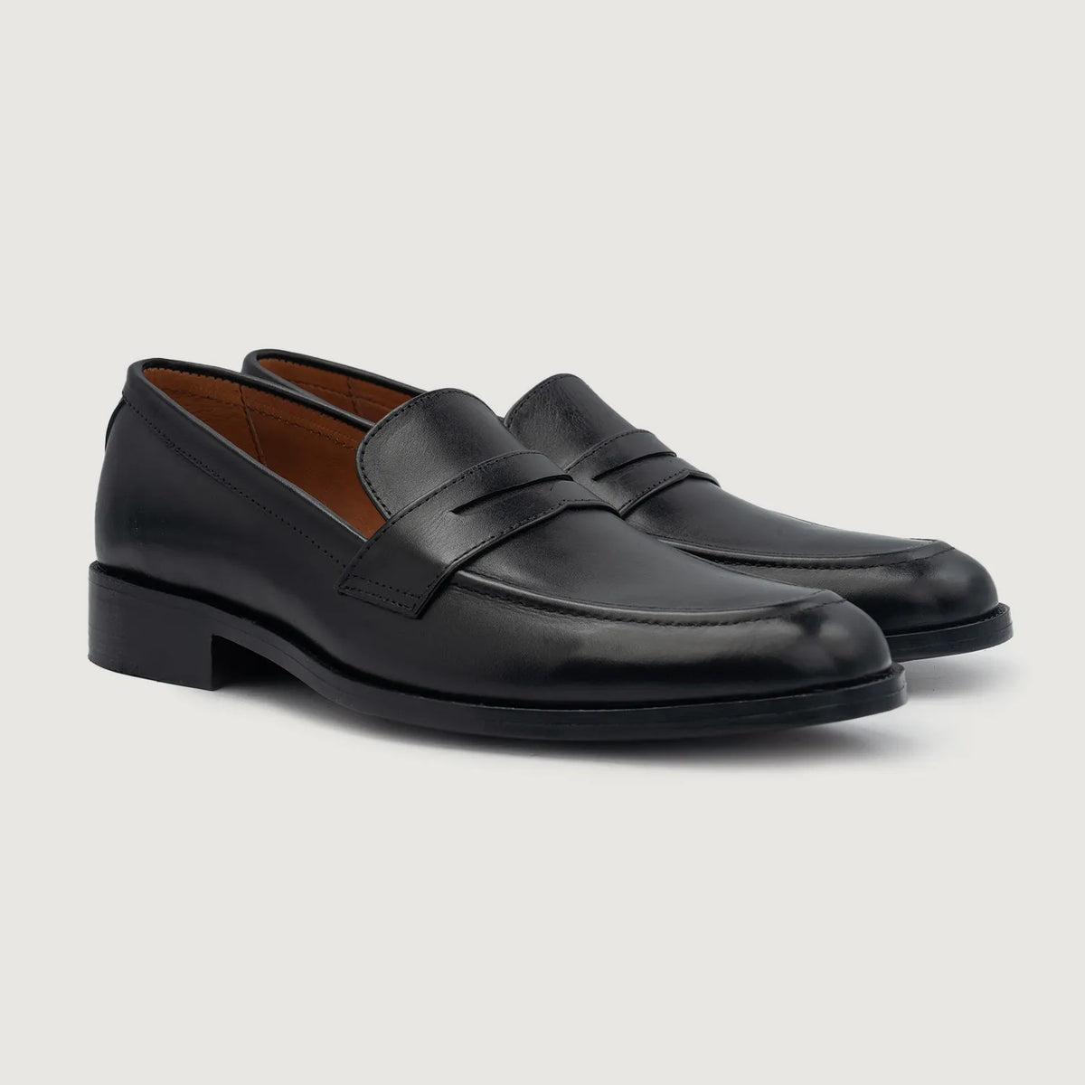Baxton Black Leather Loafers - men's loafers in black genuine leather, view 1