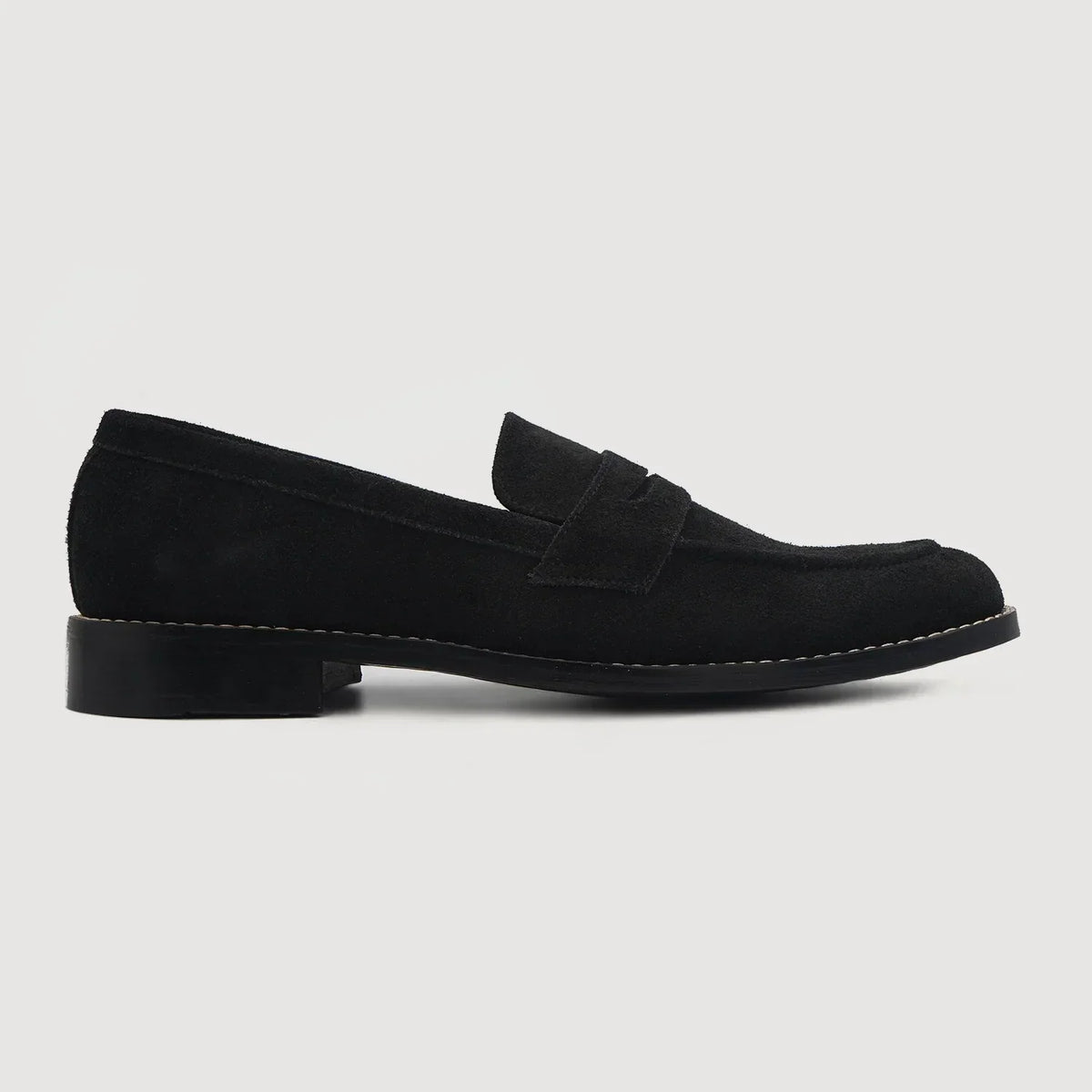 Baxton Black Suede Leather Loafers - men's loafers in black suede leather, view 2