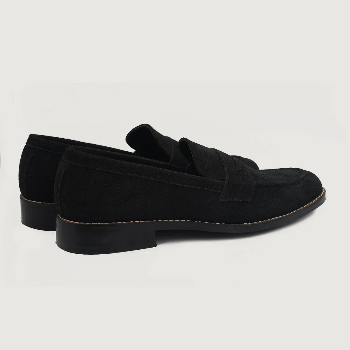 Baxton Black Suede Leather Loafers - men's loafers in black suede leather, view 3