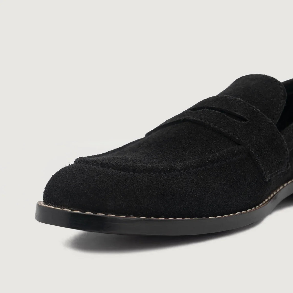 Baxton Black Suede Leather Loafers - men's loafers in black suede leather, view 5