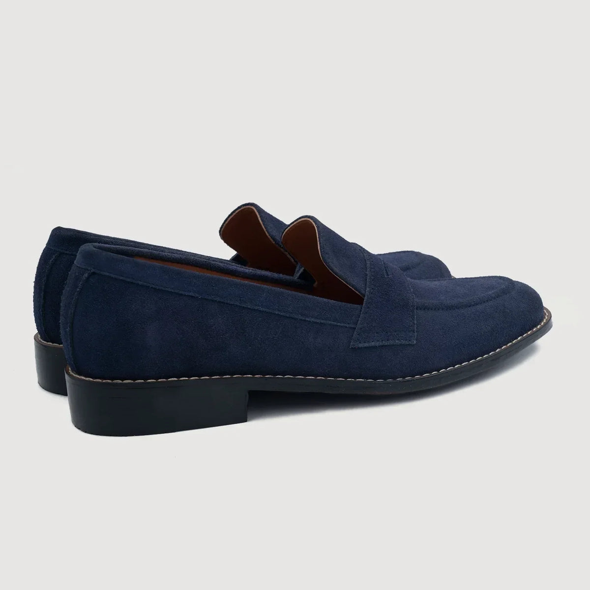Baxton Blue Suede Leather Loafers - men's loafers in blue suede leather, view 3