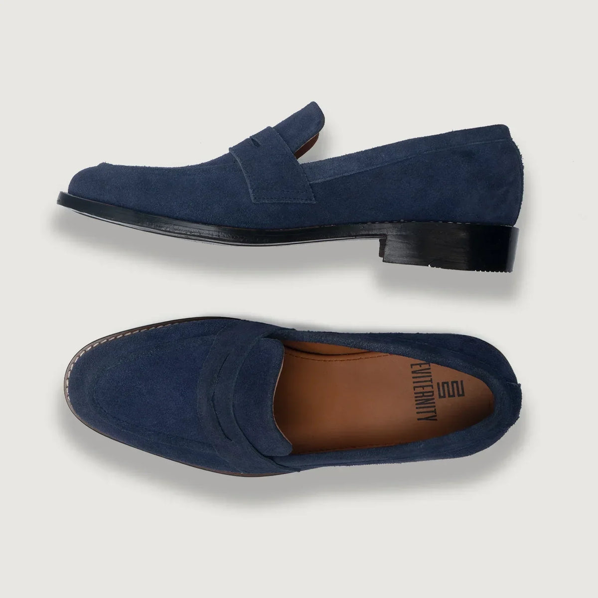 Baxton Blue Suede Leather Loafers - men's loafers in blue suede leather, view 4