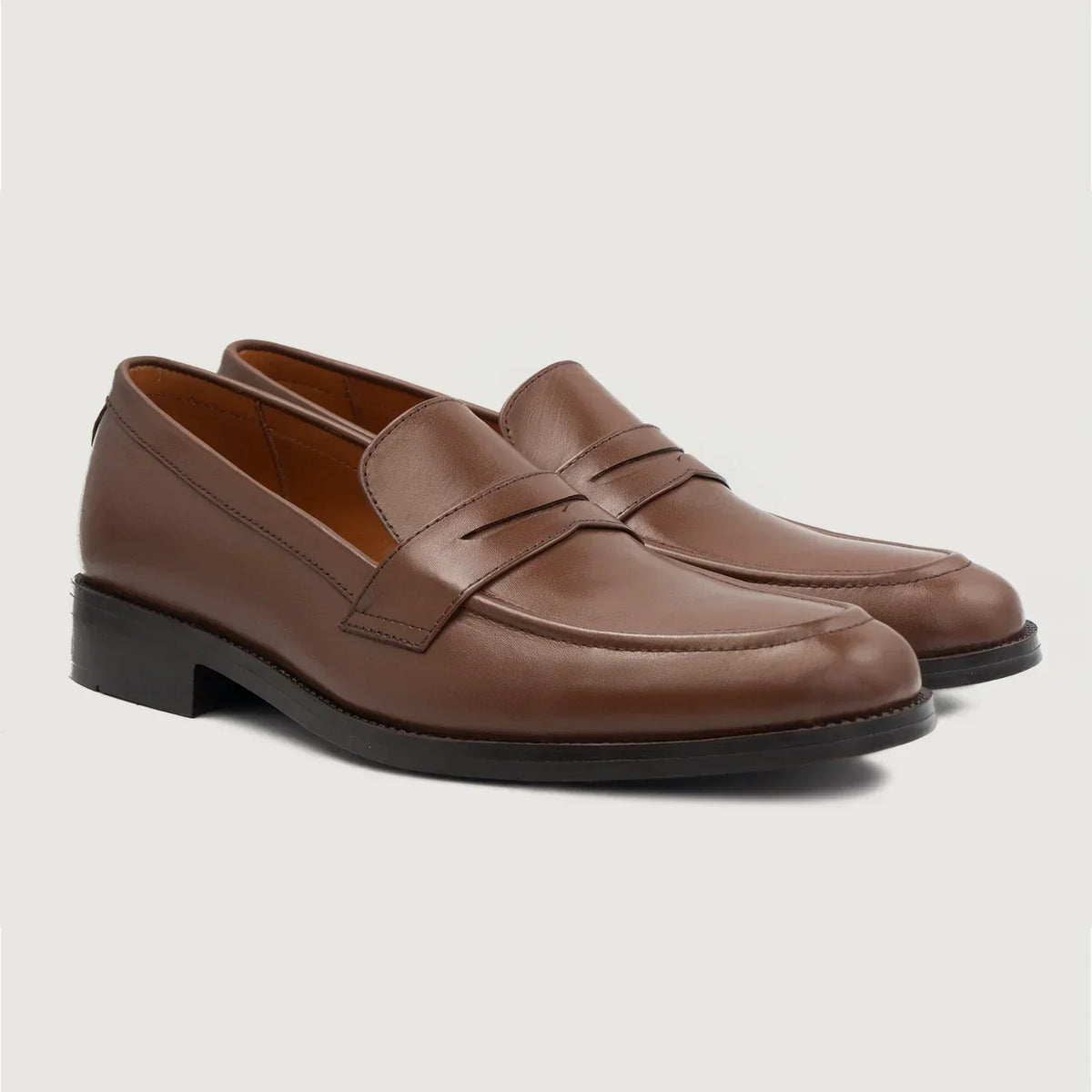 Baxton Brown Leather Loafers - men's loafers in brown genuine leather, view 1