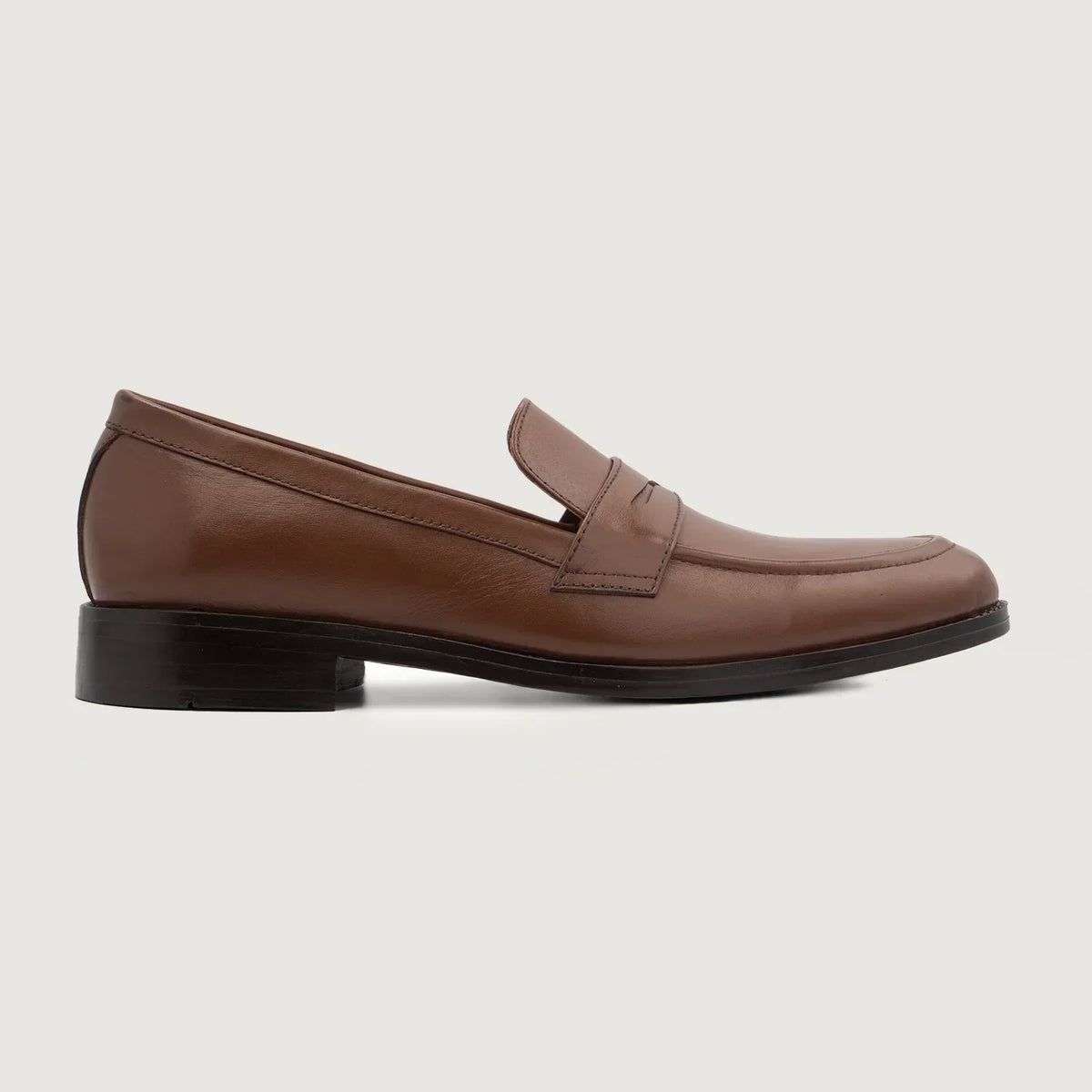 Baxton Brown Leather Loafers - men's loafers in brown genuine leather, view 2