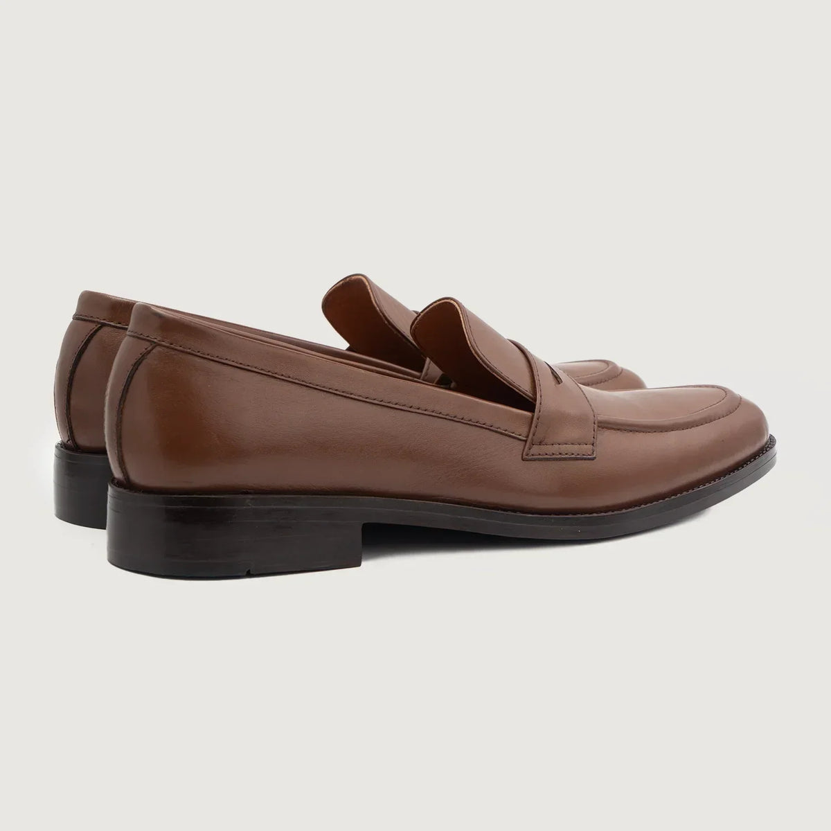 Baxton Brown Leather Loafers - men's loafers in brown genuine leather, view 3