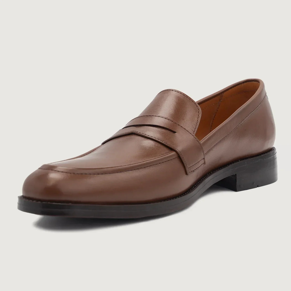 Baxton Brown Leather Loafers - men's loafers in brown genuine leather, view 4
