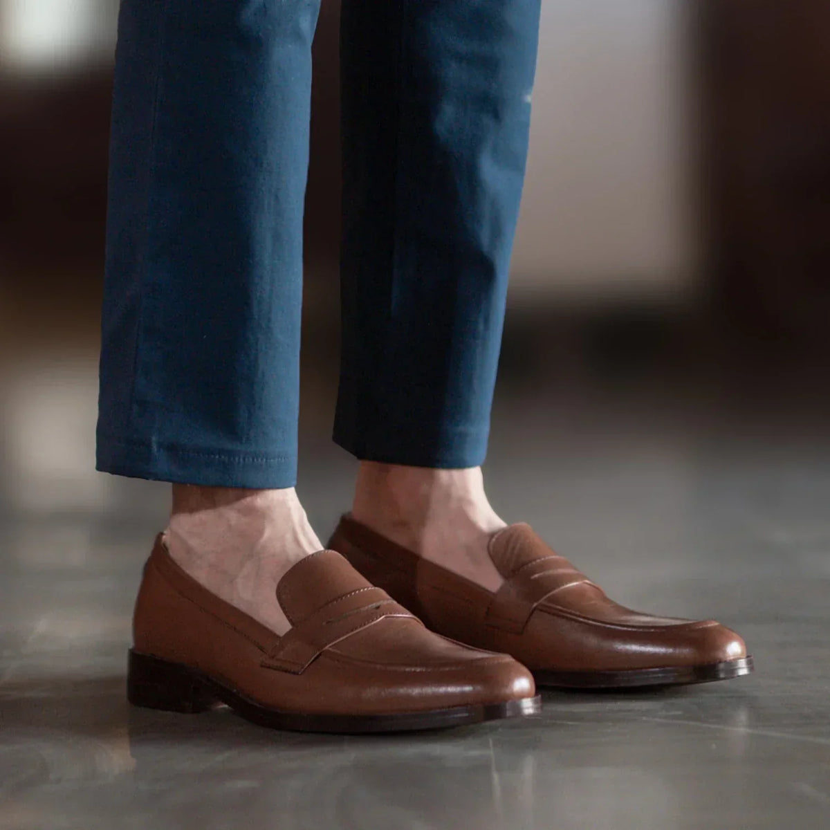 Baxton Brown Leather Loafers - men's loafers in brown genuine leather, view 6