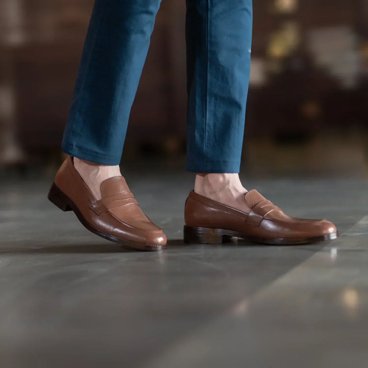 Baxton Brown Leather Loafers - men's loafers in brown genuine leather, view 7