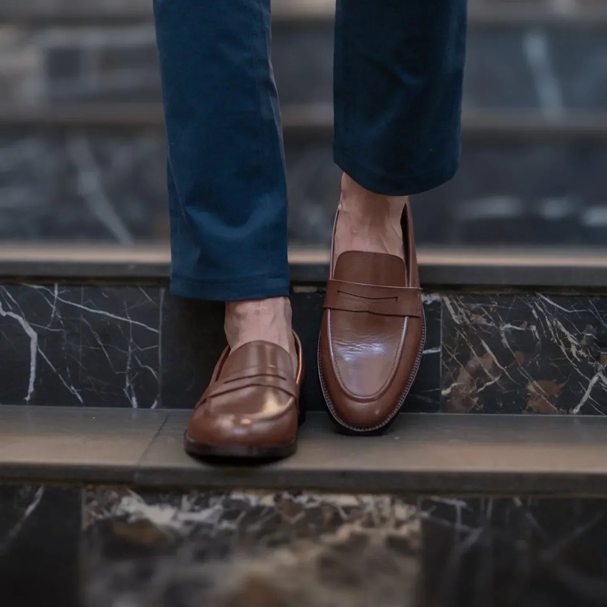 Baxton Brown Leather Loafers - men's loafers in brown genuine leather, view 8