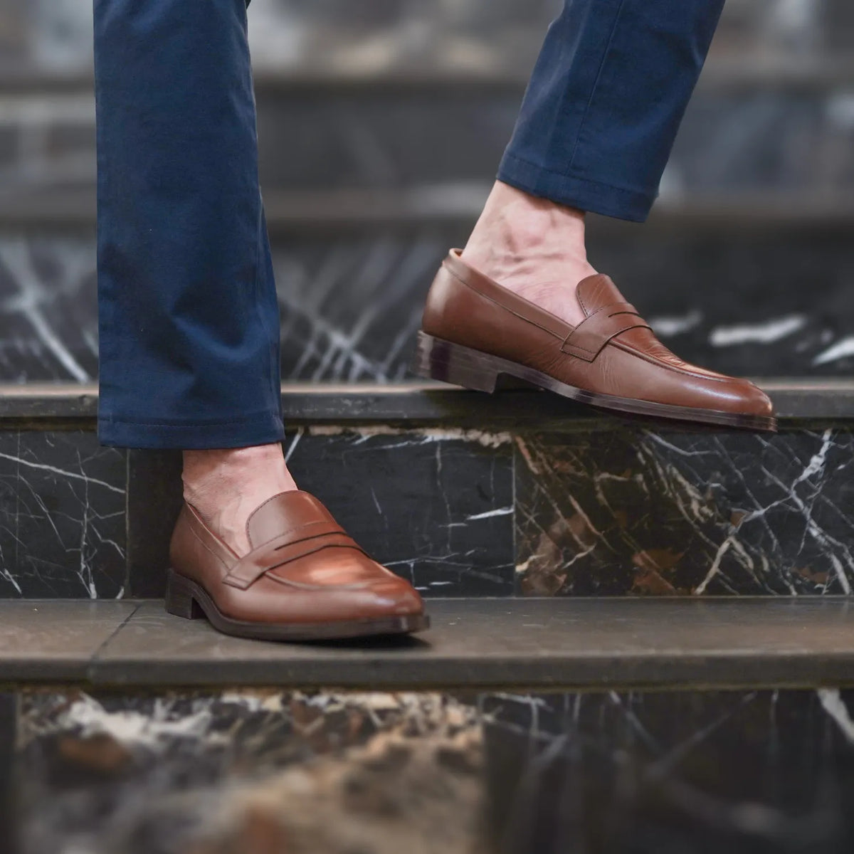 Baxton Brown Leather Loafers - men's loafers in brown genuine leather, view 9