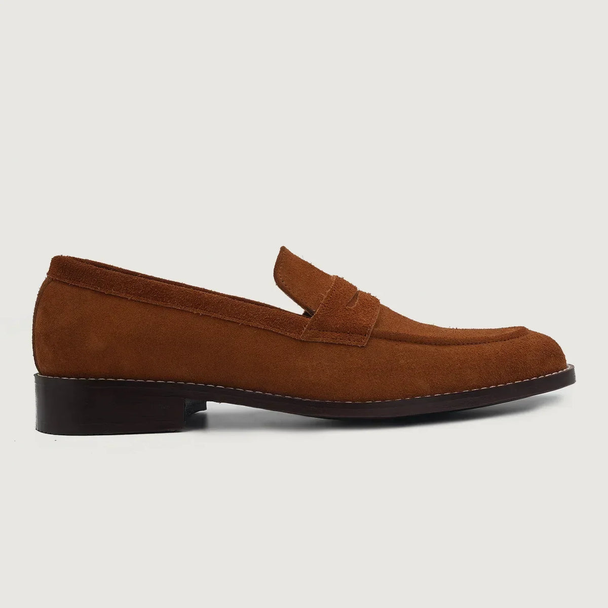 Baxton Brown Suede Leather Loafers - men's loafers in brown suede leather, view 2