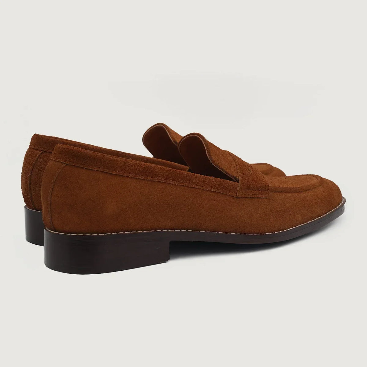 Baxton Brown Suede Leather Loafers - men's loafers in brown suede leather, view 4