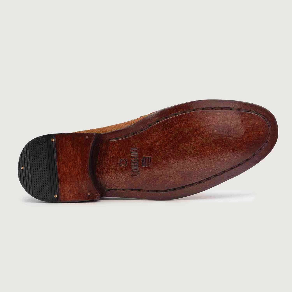 Baxton Brown Suede Leather Loafers - men's loafers in brown suede leather, view 5