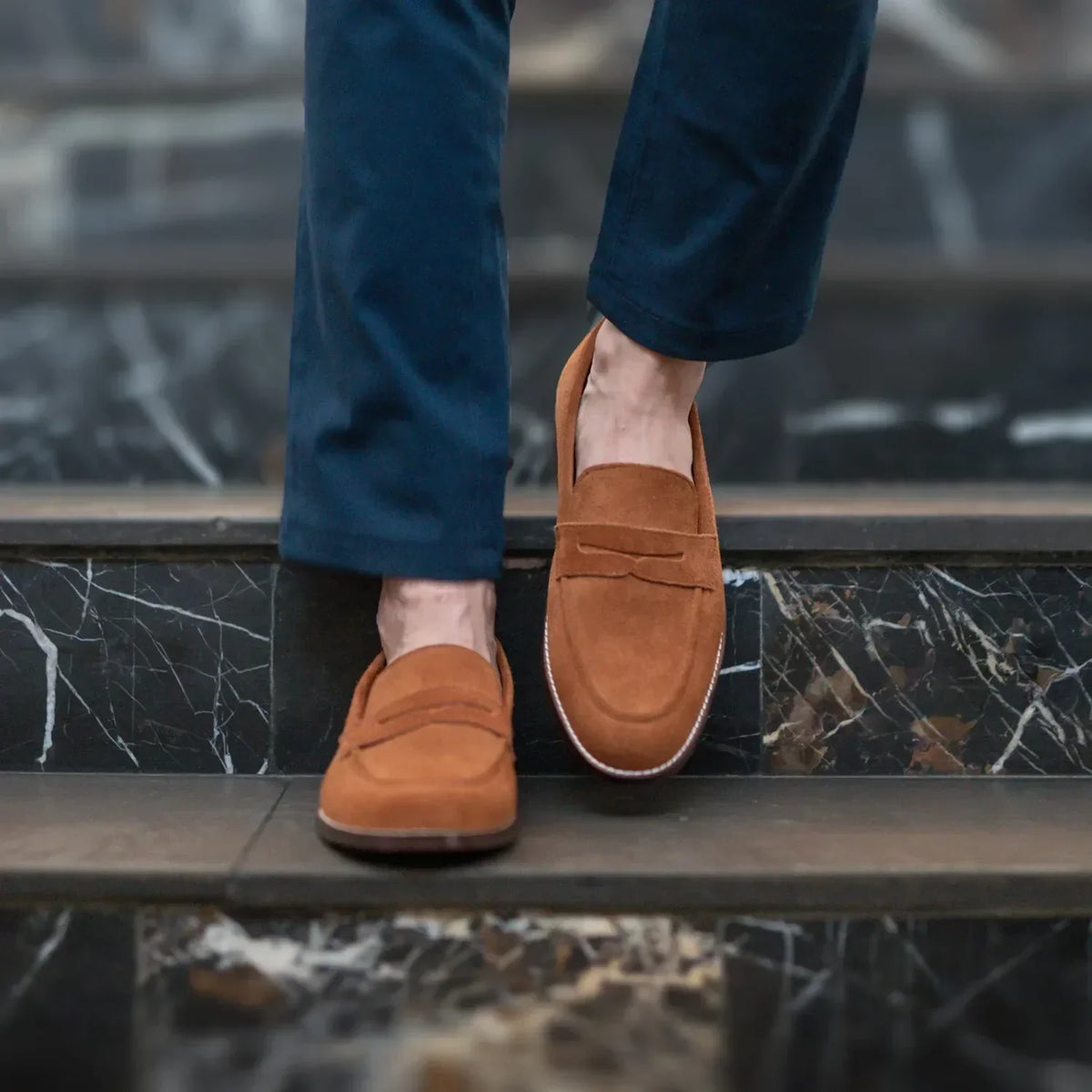 Baxton Brown Suede Leather Loafers - men's loafers in brown suede leather, view 9