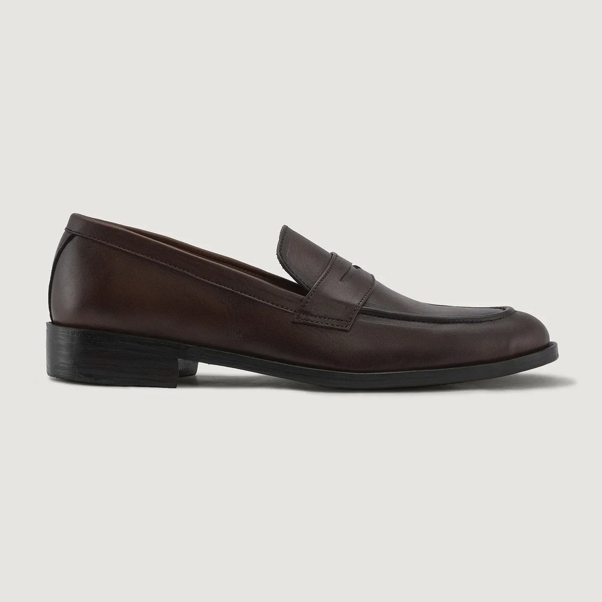 Baxton Burnished Brown Leather Loafers - men's loafers in brown genuine leather, view 2