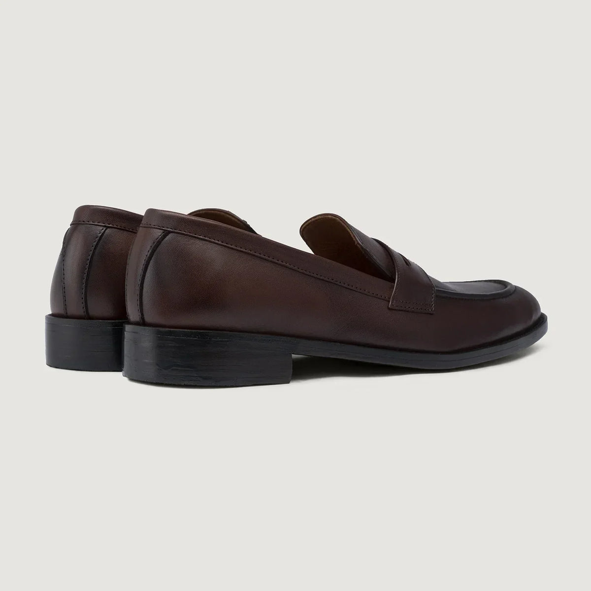 Baxton Burnished Brown Leather Loafers - men's loafers in brown genuine leather, view 4