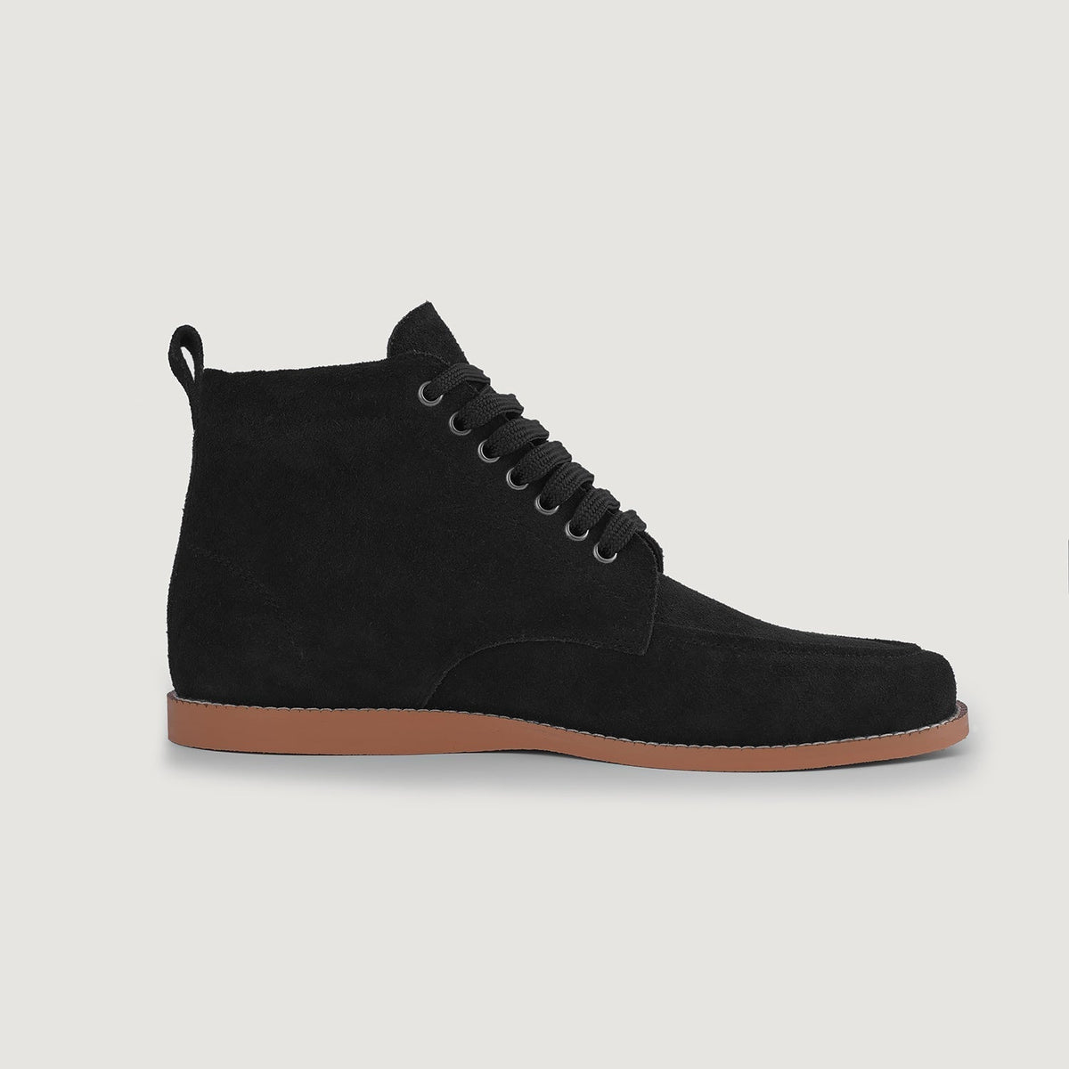 Bearman Moc Toe Black Suede Boots - men's boots in black suede leather, view 2