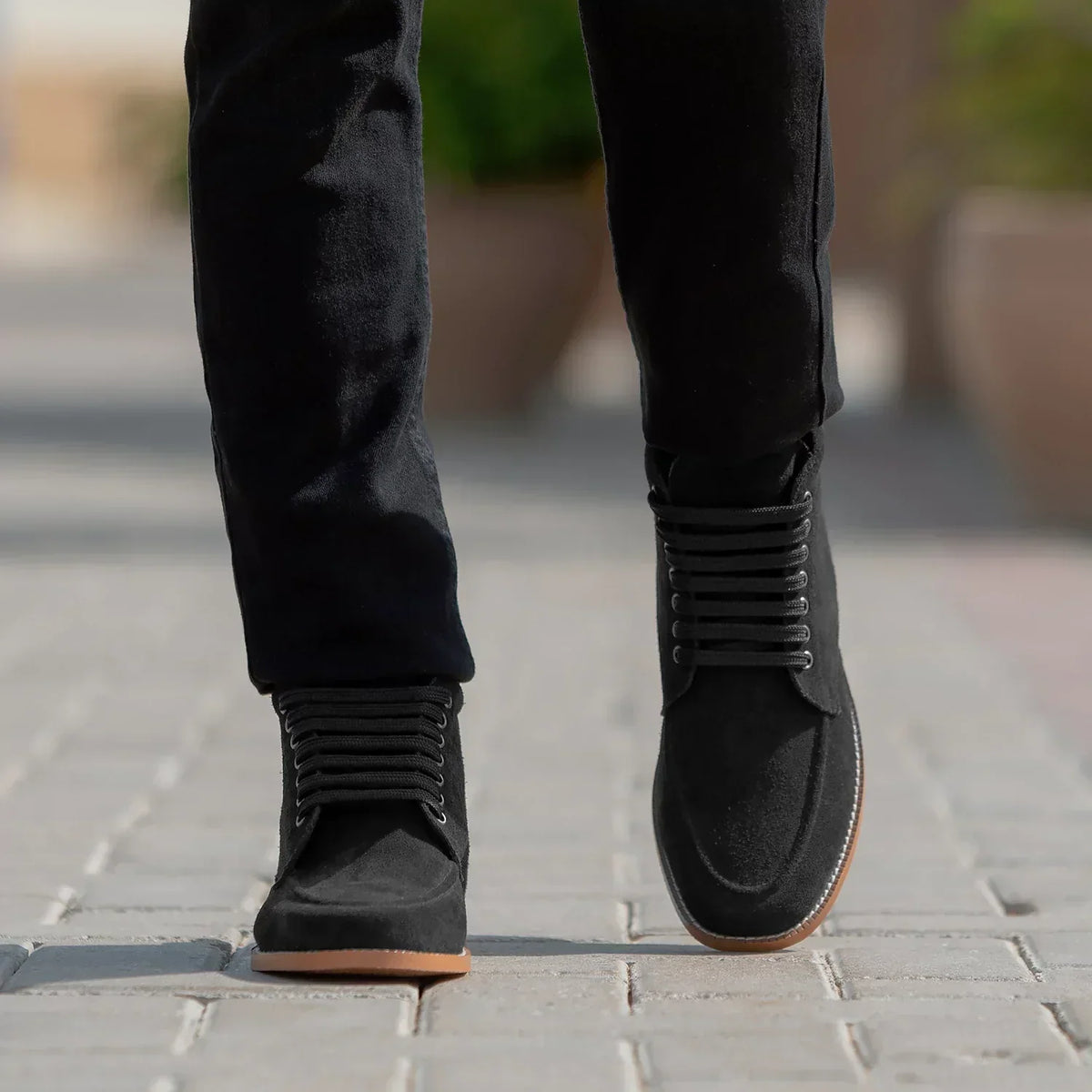 Bearman Moc Toe Black Suede Boots - men's boots in black suede leather, view 7