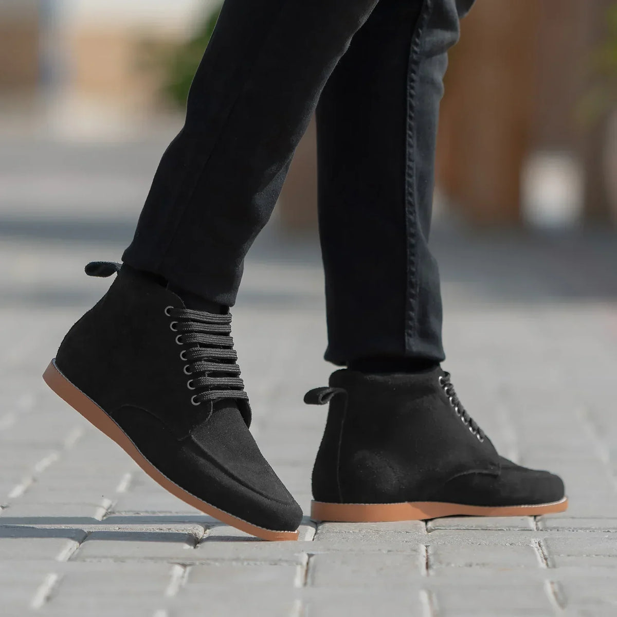 Bearman Moc Toe Black Suede Boots - men's boots in black suede leather, view 9
