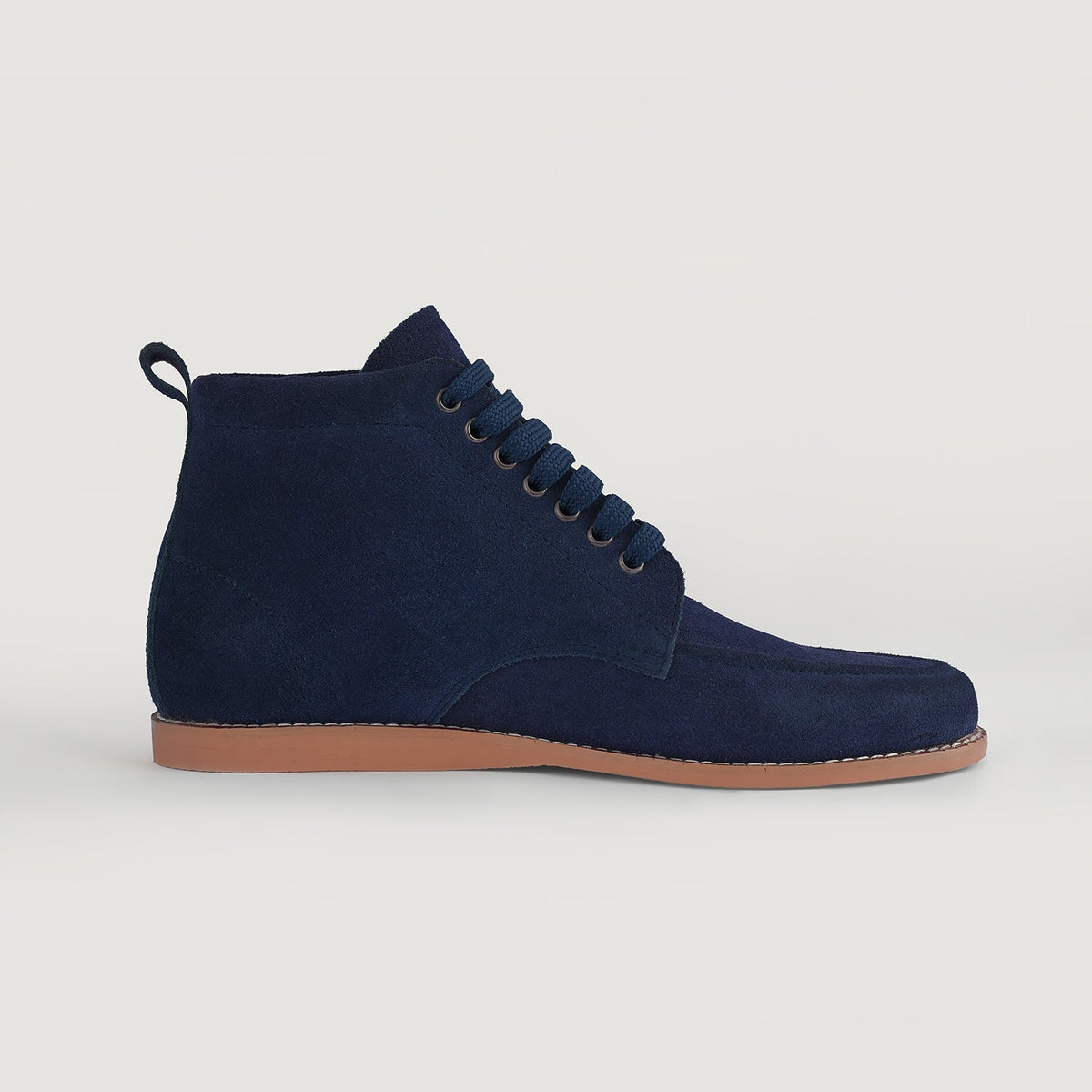Bearman Moc Toe Blue Suede Boots - men's boots in blue suede leather, view 2