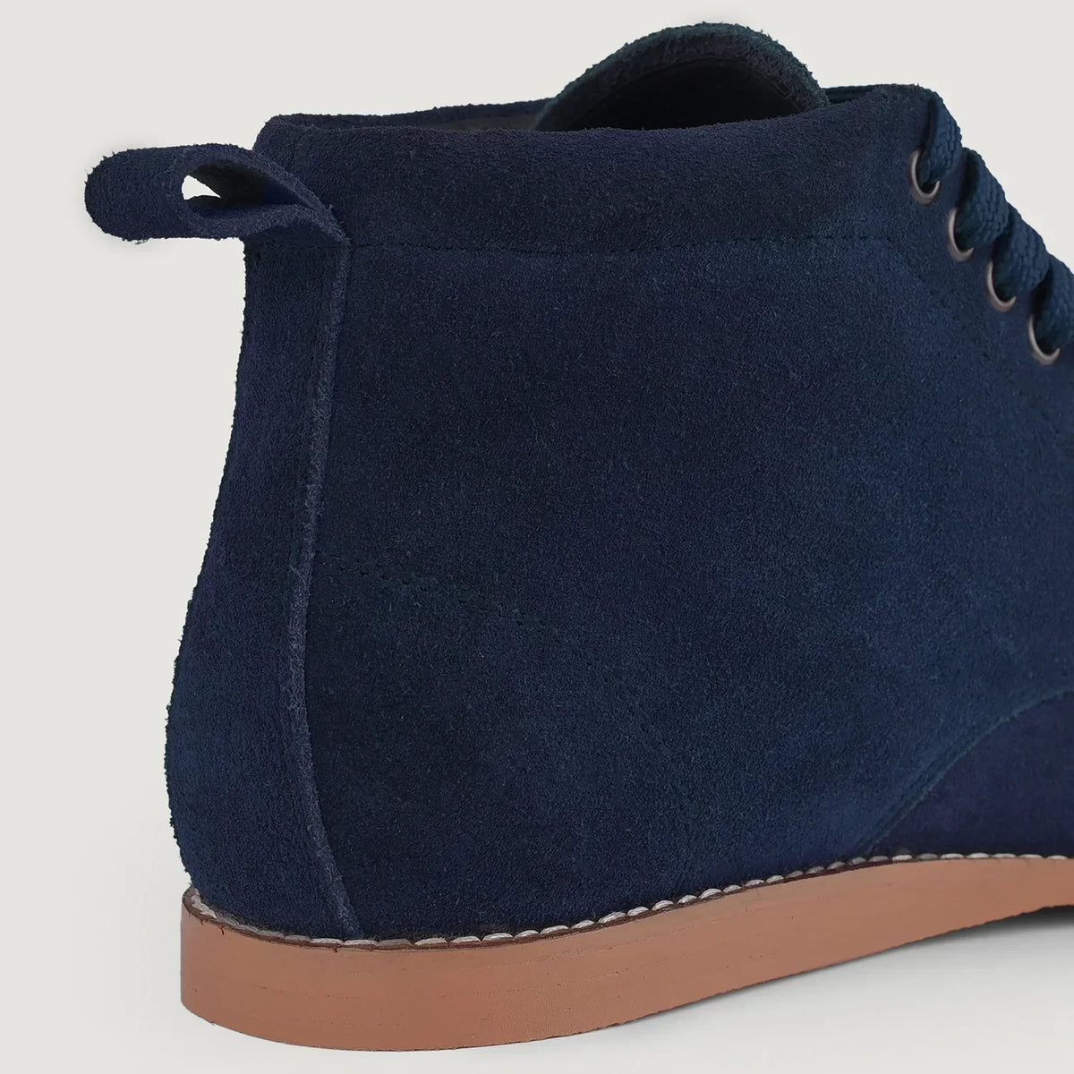 Bearman Moc Toe Blue Suede Boots - men's boots in blue suede leather, view 4