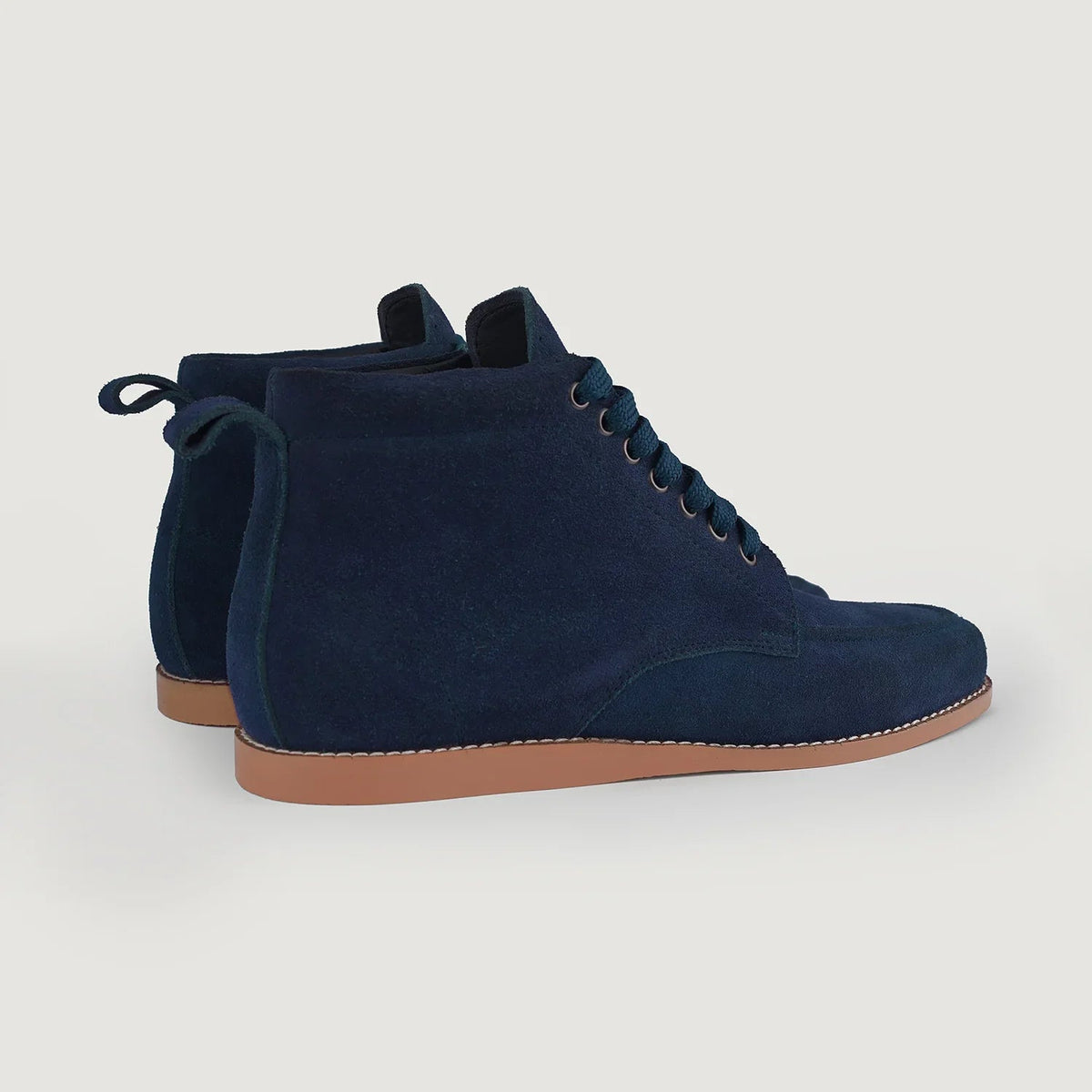 Bearman Moc Toe Blue Suede Boots - men's boots in blue suede leather, view 5