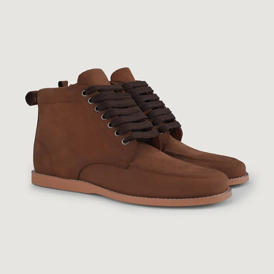 Bearman Moc Toe Pull-up Brown Leather Boots - men's boots in brown pull-up leather, view 1