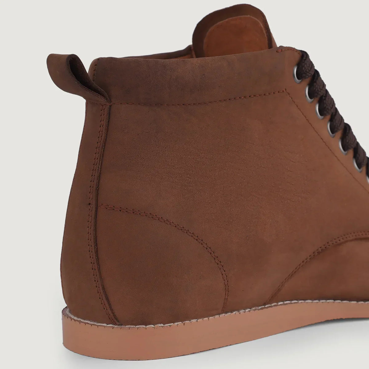 Bearman Moc Toe Pull-up Brown Leather Boots - men's boots in brown pull-up leather, view 3