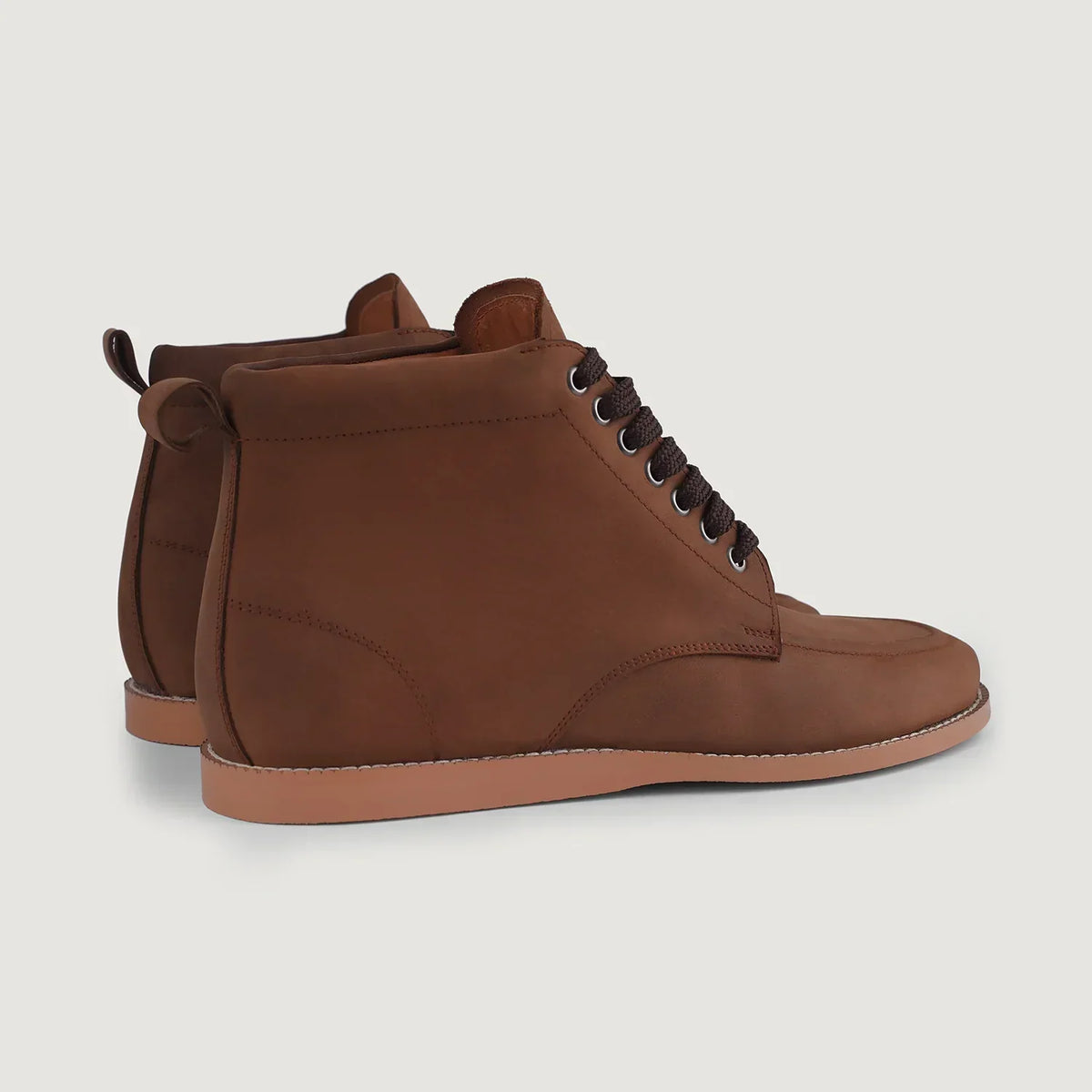 Bearman Moc Toe Pull-up Brown Leather Boots - men's boots in brown pull-up leather, view 5