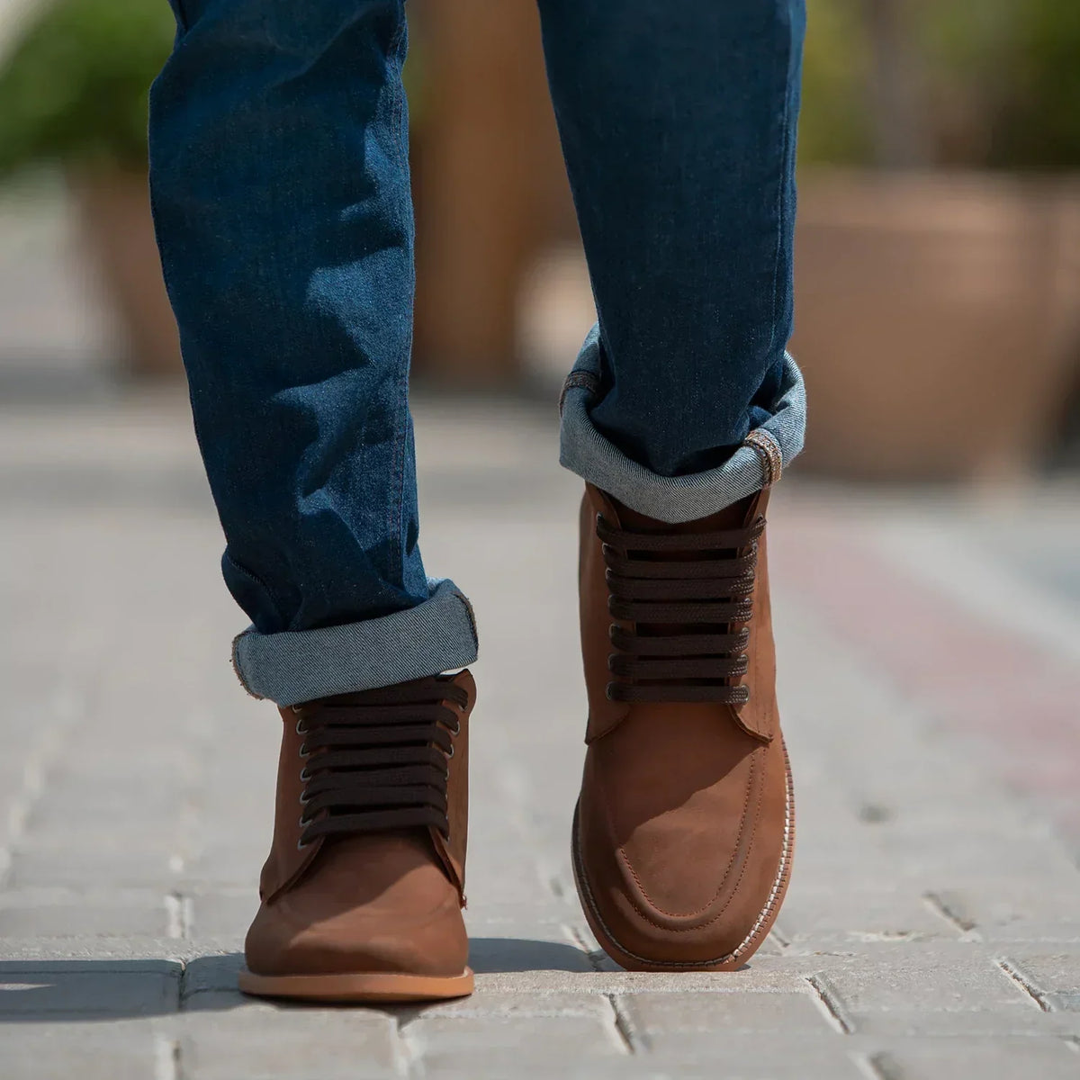 Bearman Moc Toe Pull-up Brown Leather Boots - men's boots in brown pull-up leather, view 7