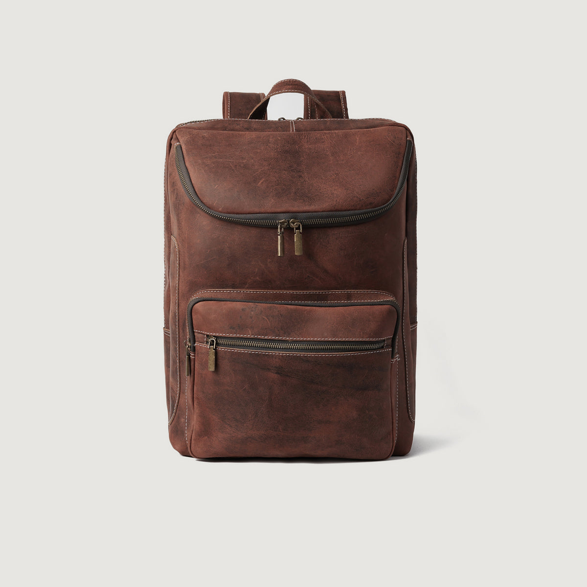 Brex Bedford Vintage Distressed Brown Leather Backpack - brown vintage distressed leather backpack, view 1