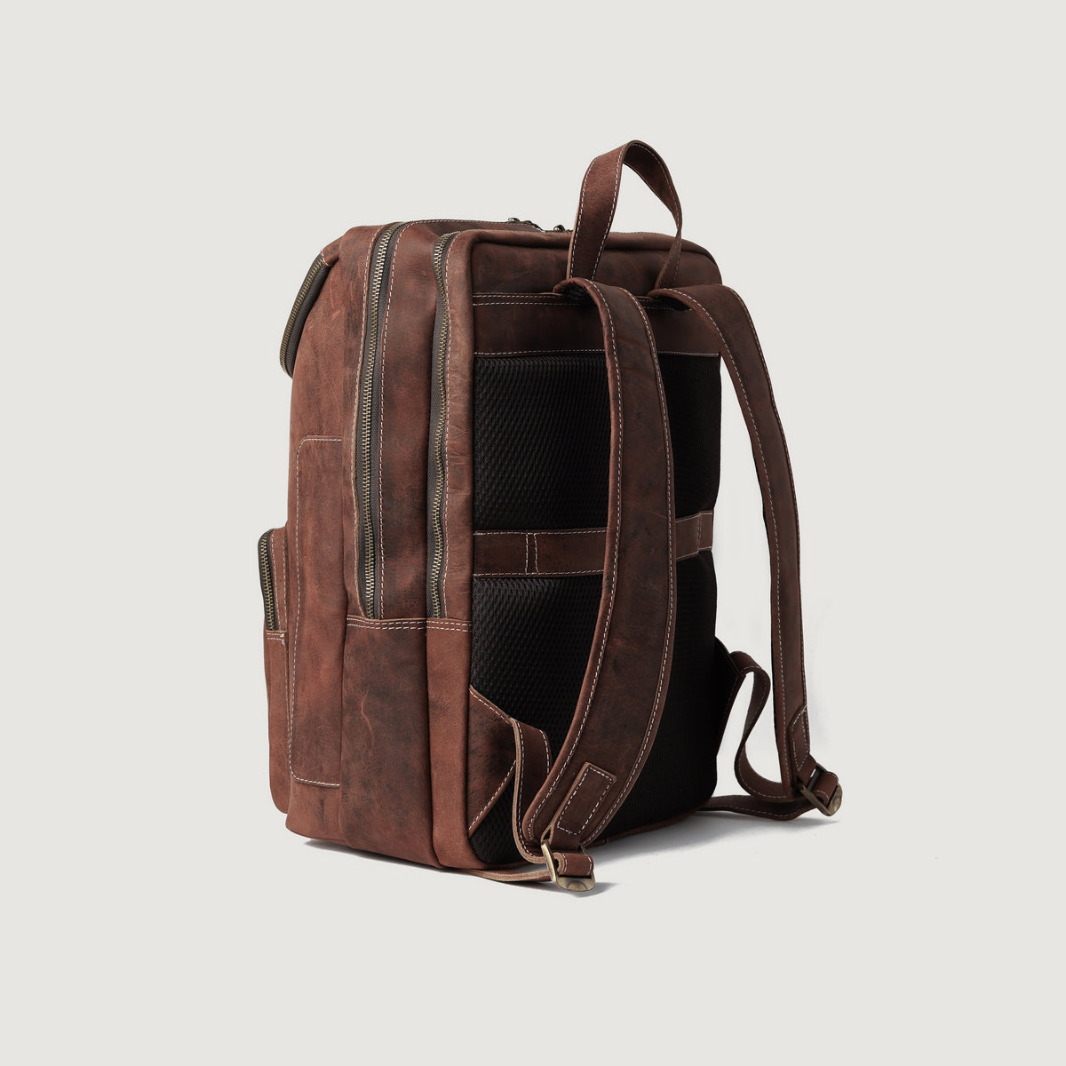 Brex Bedford Vintage Distressed Brown Leather Backpack - brown vintage distressed leather backpack, view 3