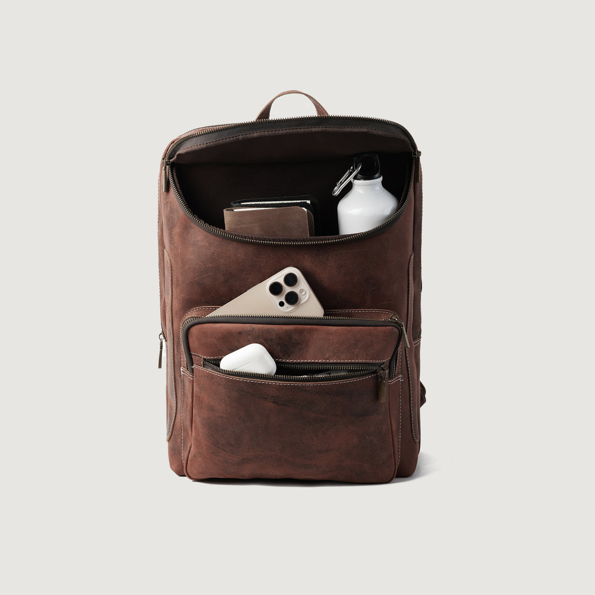 Brex Bedford Vintage Distressed Brown Leather Backpack - brown vintage distressed leather backpack, view 4