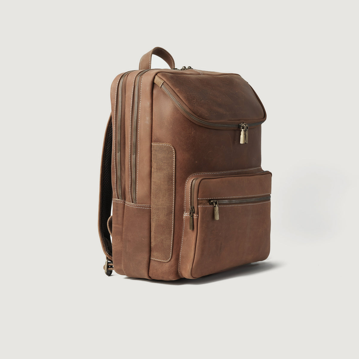 Brex Bedford Vintage Tan Leather Backpack - tan vintage leather backpack, view 3