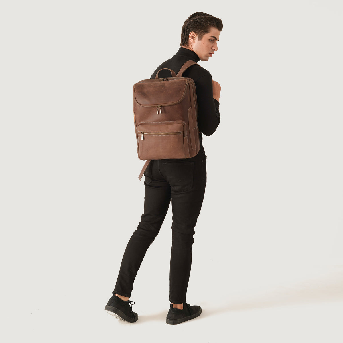 Brex Bedford Vintage Tan Leather Backpack - tan vintage leather backpack, view 9