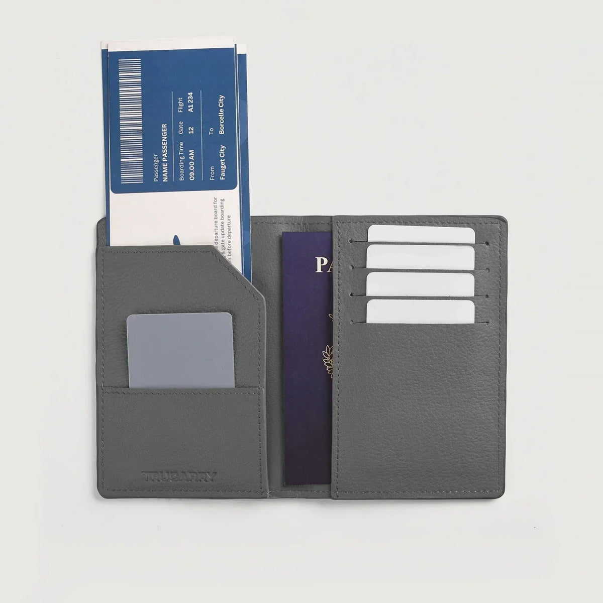 Brex Bernardi Grey Leather Travel Wallet - grey travel leather wallet, view 5