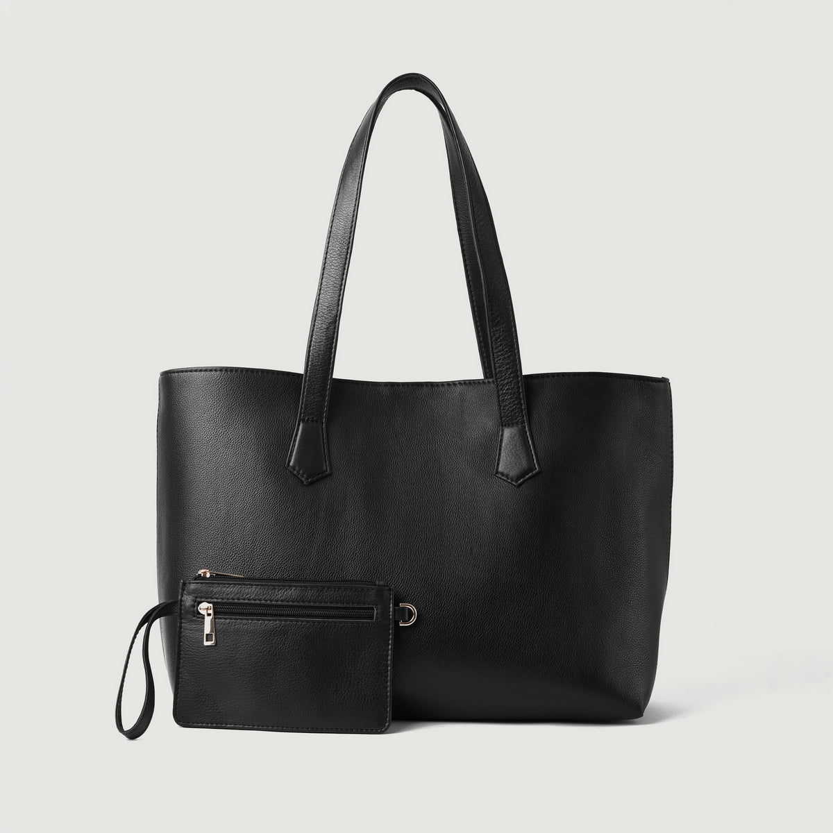 Brex Bianca Black Leather Tote Bag - black leather tote bag, view 1